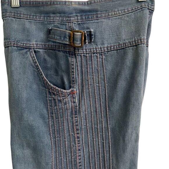 Vintage 80s flare wide leg hippie jeans womens *26 blue denim with red stitching - Picture 3 of 13